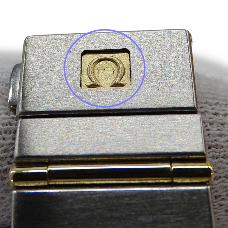 歐米茄星座系列男士腕錶,鑲鑽,日期顯示,石英機芯,QZ不銹鋼,黃金和黃金,全條形錶帶,拋光-10