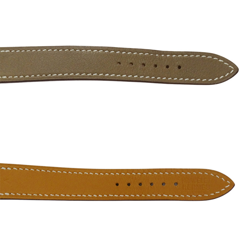 愛馬仕 H 系列女士石英 QZ 腕錶,不鏽鋼錶殼,配皮錶帶,型號 HH1.210,銀白色拋光款-4