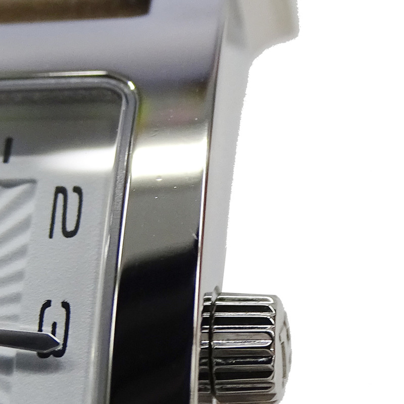 愛馬仕 H 系列女士石英 QZ 腕錶,不鏽鋼錶殼,配皮錶帶,型號 HH1.210,銀白色拋光款-10