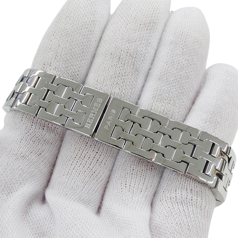 愛馬仕 H 系列女士石英 QZ 腕錶，不鏽鋼 SS HH1.210，銀色象牙拋光-4