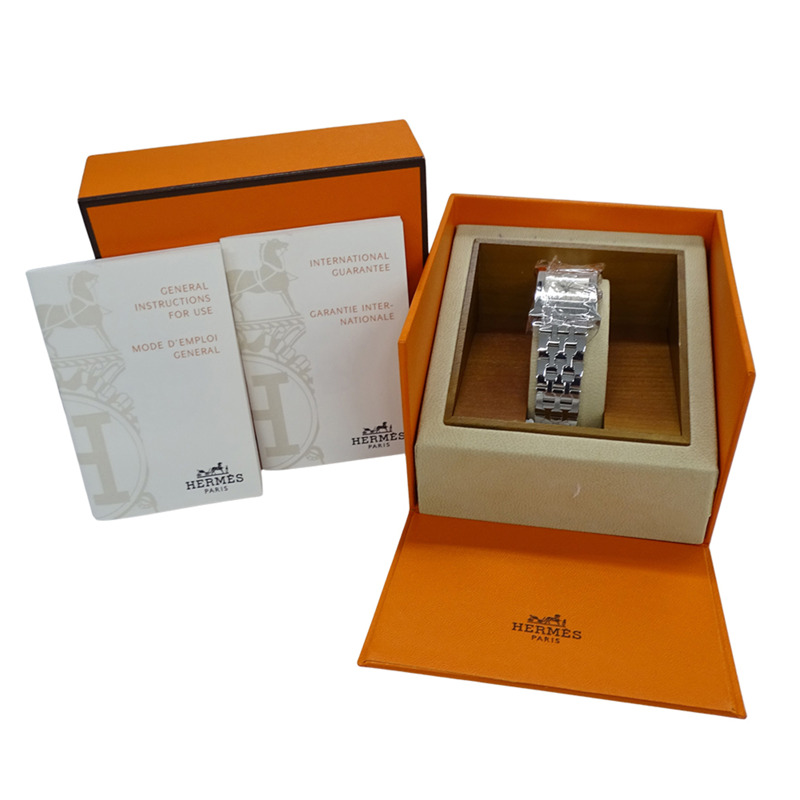 愛馬仕 H 系列女士石英 QZ 腕錶，不鏽鋼 SS HH1.210，銀色象牙拋光-6