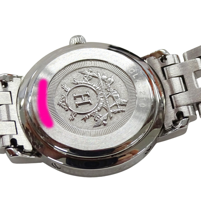 愛馬仕 Clipper Date 女士石英腕錶，不鏽鋼材質，CL4.210，銀/白色，拋光處理-6