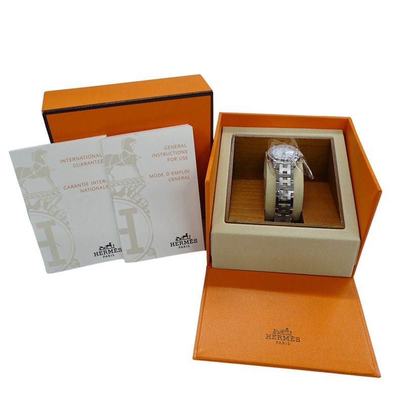 愛馬仕 Clipper Date 女士石英腕錶，不鏽鋼材質，CL4.210，銀/白色，拋光處理-7