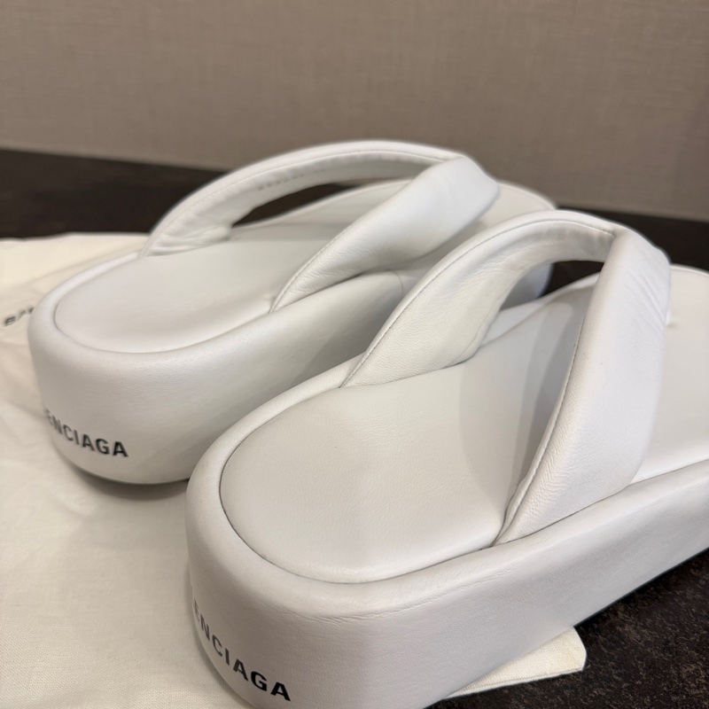 BALENCIAGA巴黎世家白色厚底夾腳拖鞋-4