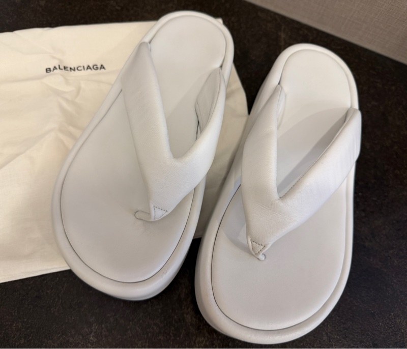 BALENCIAGA巴黎世家白色厚底夾腳拖鞋-6