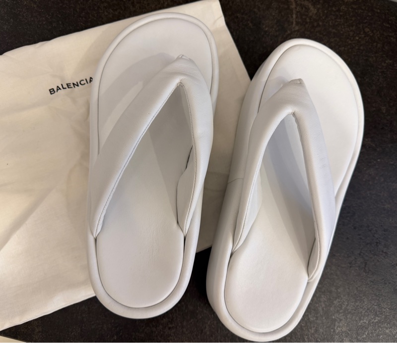 BALENCIAGA巴黎世家白色厚底夾腳拖鞋-7