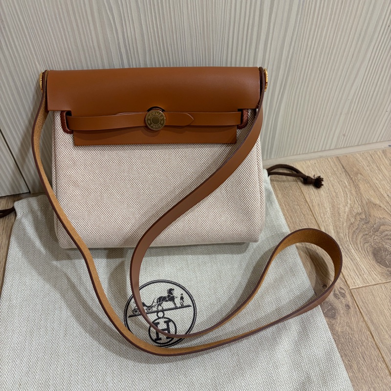 Hermes mini Herbag(金棕金)帆布包-0