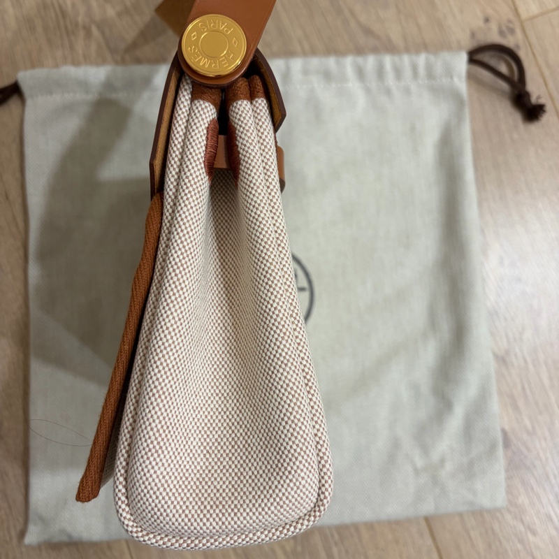 Hermes mini Herbag(金棕金)帆布包-4