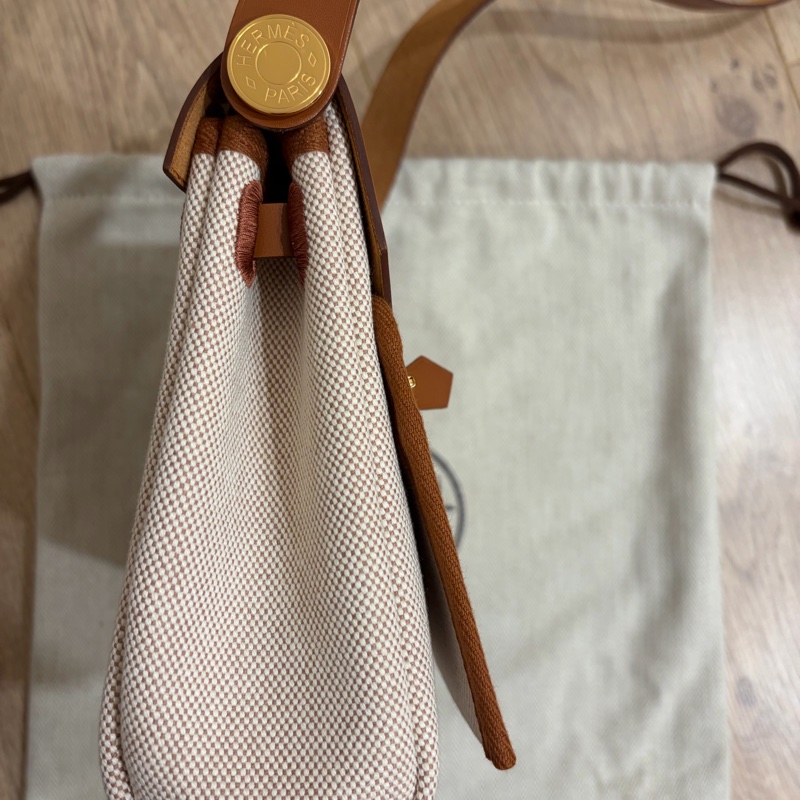 Hermes mini Herbag(金棕金)帆布包-6