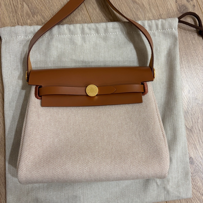 Hermes mini Herbag(金棕金)帆布包-9