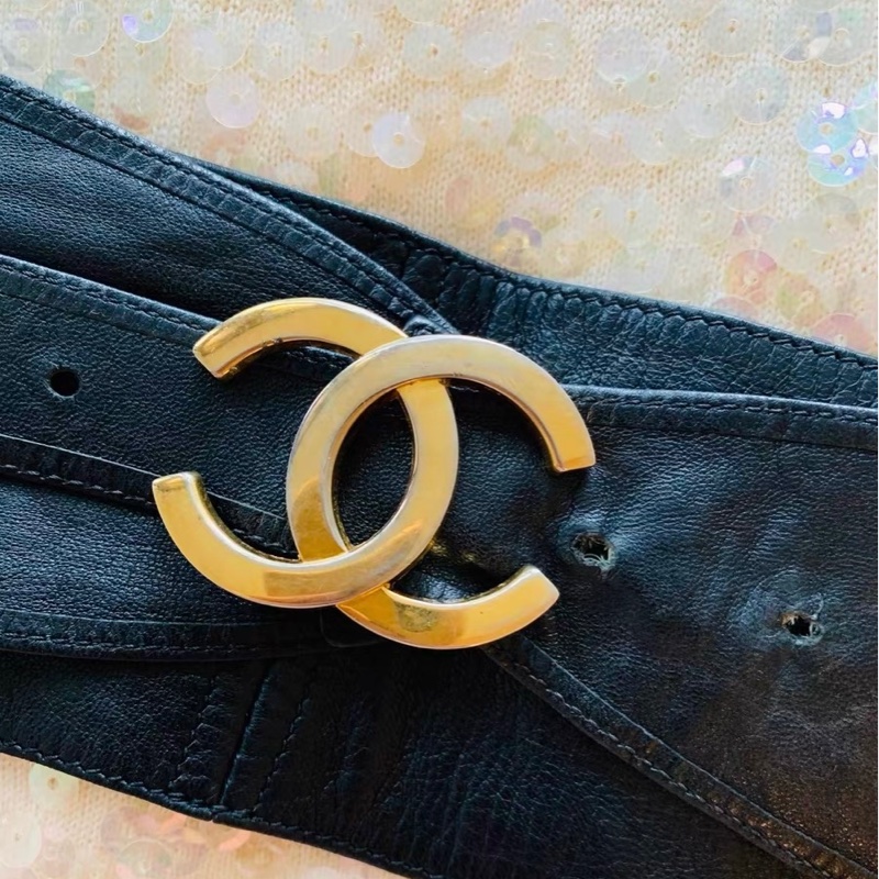 Chanel中古羊皮腰帶75-1