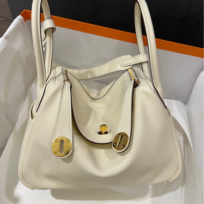 Hermes Lindy 26 奶昔白/檸檬黃 U刻 swift皮-0