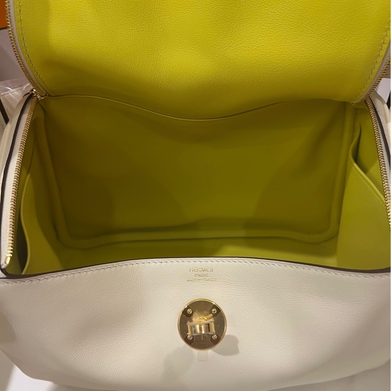 Hermes Lindy 26 奶昔白/檸檬黃 U刻 swift皮-10