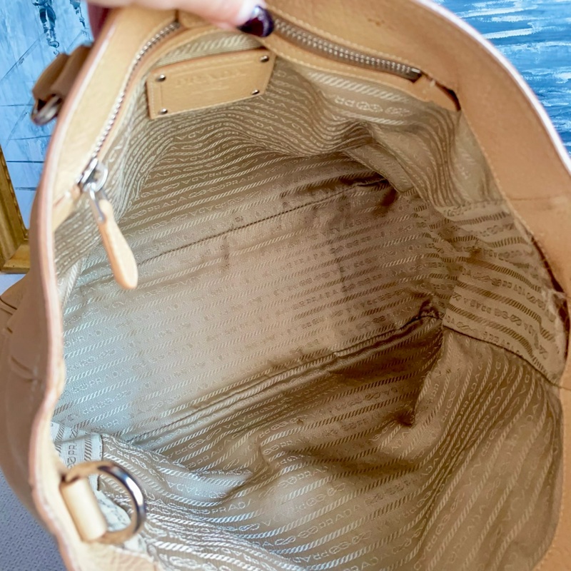 Parda 普拉達 手提肩揹兩用包/工作包/奶茶色/二手美品-6