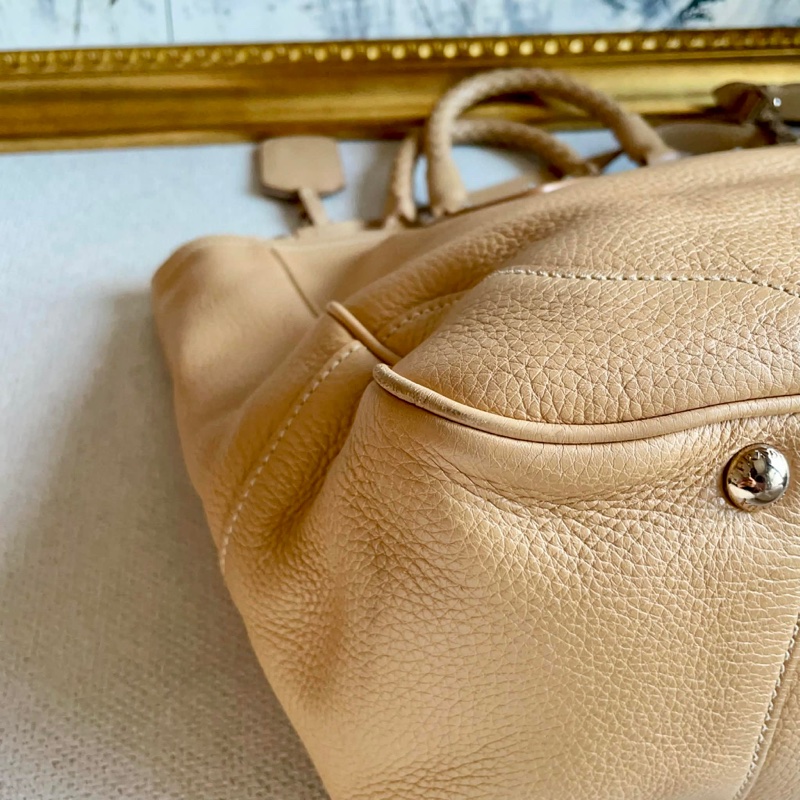 Parda 普拉達 手提肩揹兩用包/工作包/奶茶色/二手美品-12