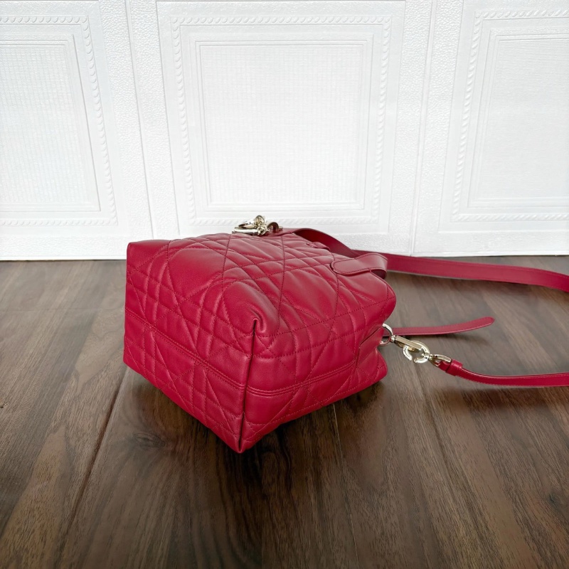 Dior 新款 Toulouse 紅色 牛皮 mini 竪版 18*18cm 98新配件塵袋購證肩帶-4