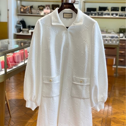 Gucci 白色重工提花連衣裙 L碼 附件無