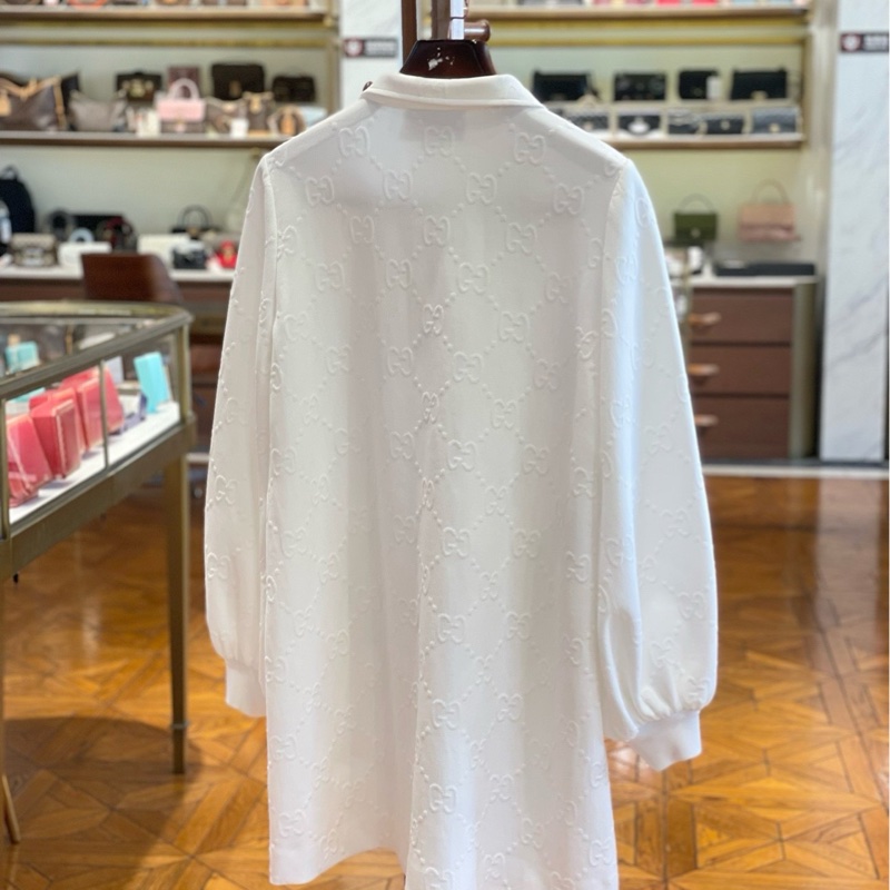 Gucci 白色重工提花連衣裙 L碼 附件無-1
