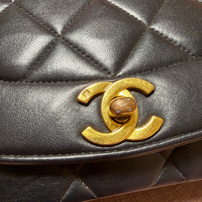 CHANEL 黑金羊皮黛妃包 VINTAGE 保證正品 免鑒定費-2
