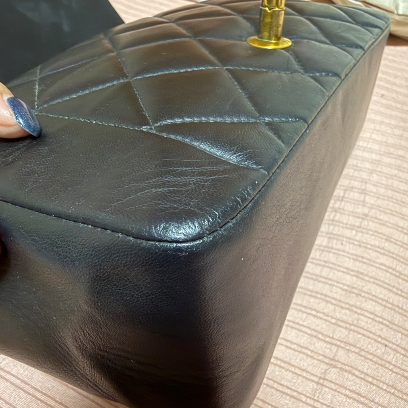 CHANEL 黑金羊皮黛妃包 VINTAGE 保證正品 免鑒定費-8