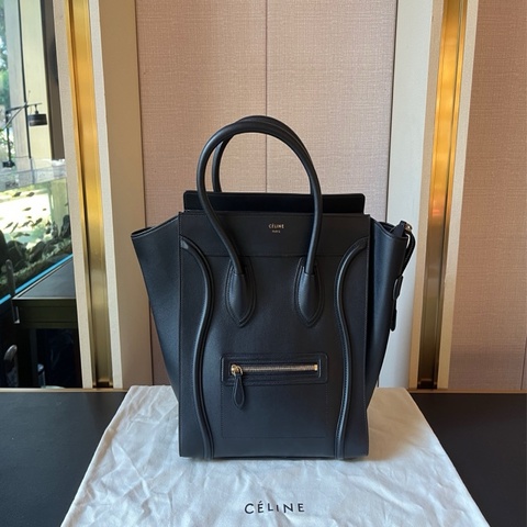 Celine賽琳 luggage tote黑色全皮大號笑臉包 30*30*17