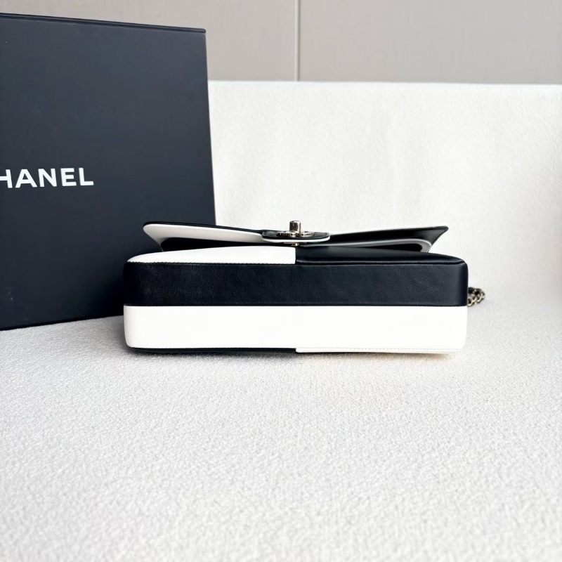 Chanel熊貓黑白配色cf肩背斜背包芯片款 琺瑯扣 中號25*15*6.5 99新配件盒子塵袋購證說明書-4