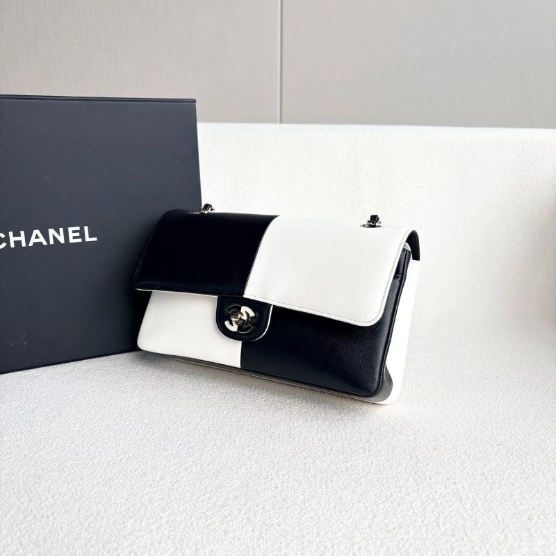 Chanel熊貓黑白配色cf肩背斜背包芯片款 琺瑯扣 中號25*15*6.5 99新配件盒子塵袋購證說明書-5