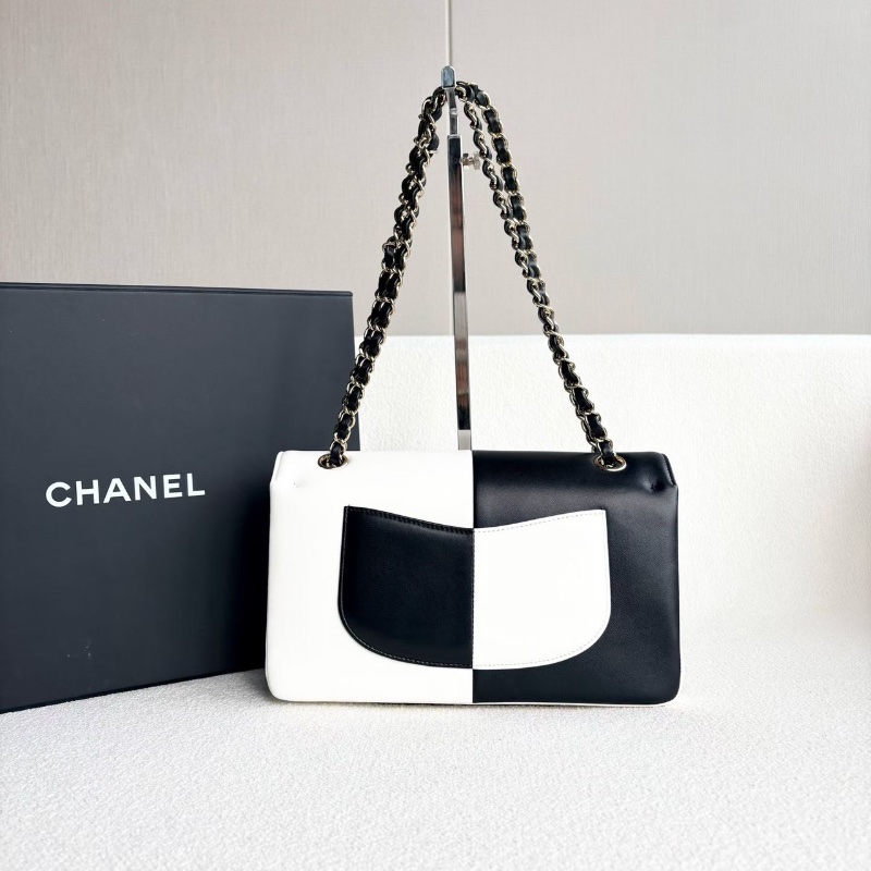 Chanel熊貓黑白配色cf肩背斜背包芯片款 琺瑯扣 中號25*15*6.5 99新配件盒子塵袋購證說明書-7