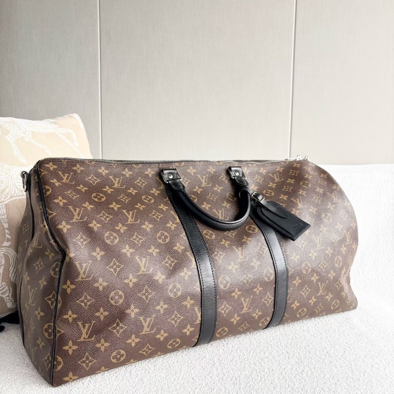 LV Keepall55老花拼黑旅行包 55*31*24 98新配件肩帶塵袋鑰匙鎖行李牌-3