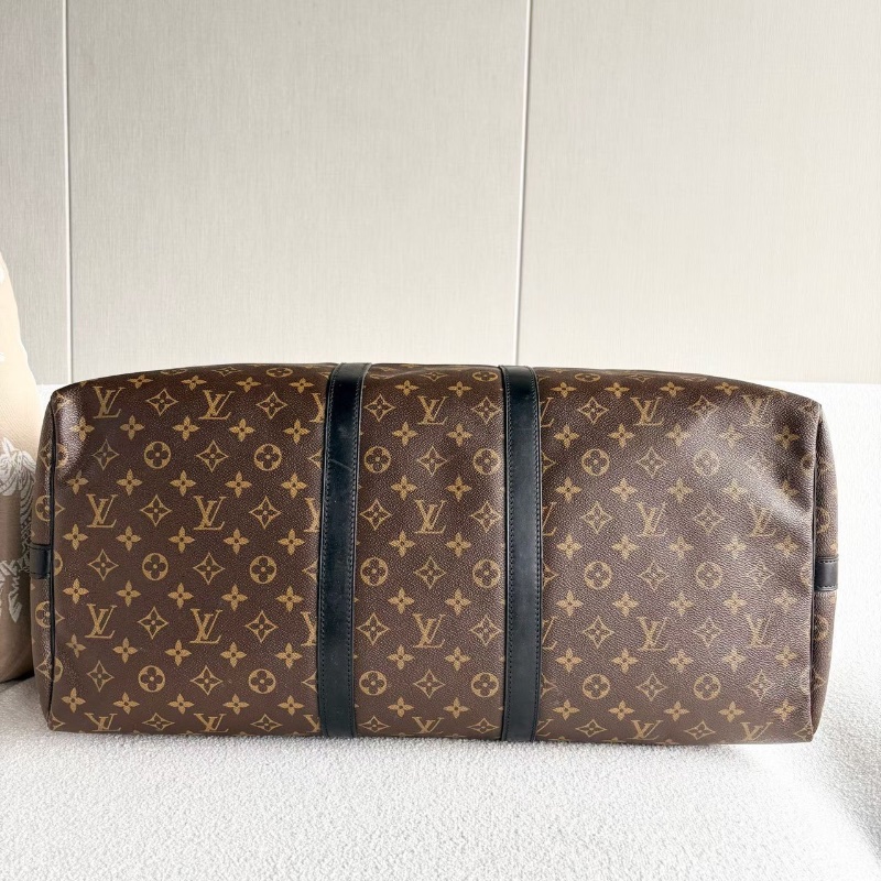 LV Keepall55老花拼黑旅行包 55*31*24 98新配件肩帶塵袋鑰匙鎖行李牌-4