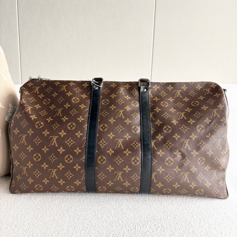 LV Keepall55老花拼黑旅行包 55*31*24 98新配件肩帶塵袋鑰匙鎖行李牌-7