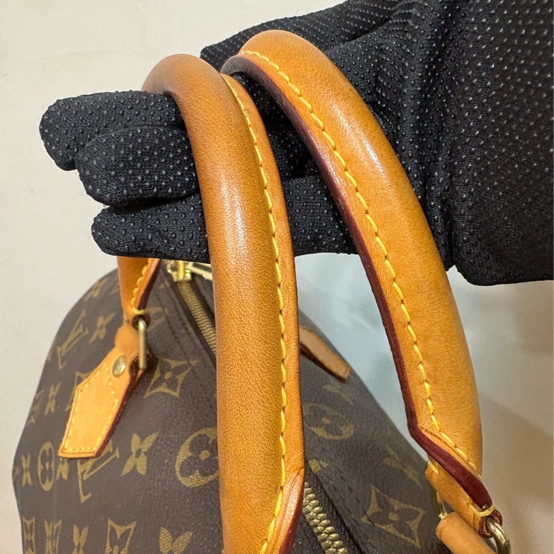 Lv speedy 30 新款老花 波士頓包 附斜背帶-2