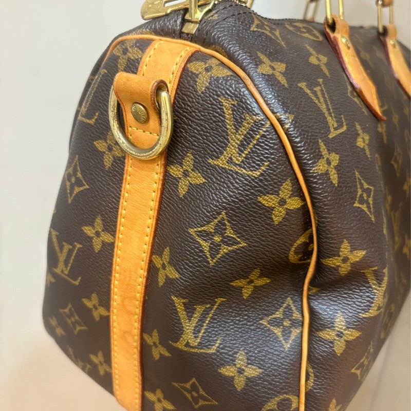 Lv speedy 30 新款老花 波士頓包 附斜背帶-3