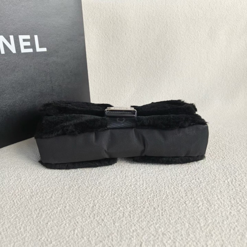 Chanel 黑色兔毛方標sport鏈條包24*15*4.5 98新盒子保卡購證塵袋-4