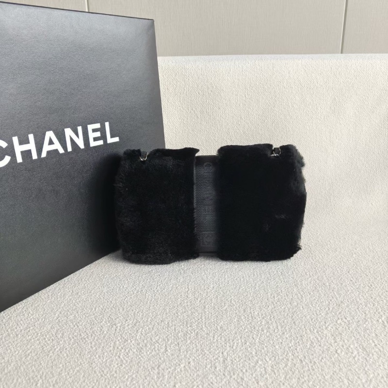 Chanel 黑色兔毛方標sport鏈條包24*15*4.5 98新盒子保卡購證塵袋-7