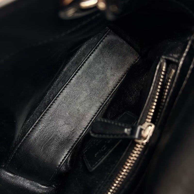 Dior馬毛豹紋黛妃三格 銀扣 17*14.5*5 98新配件塵袋-2