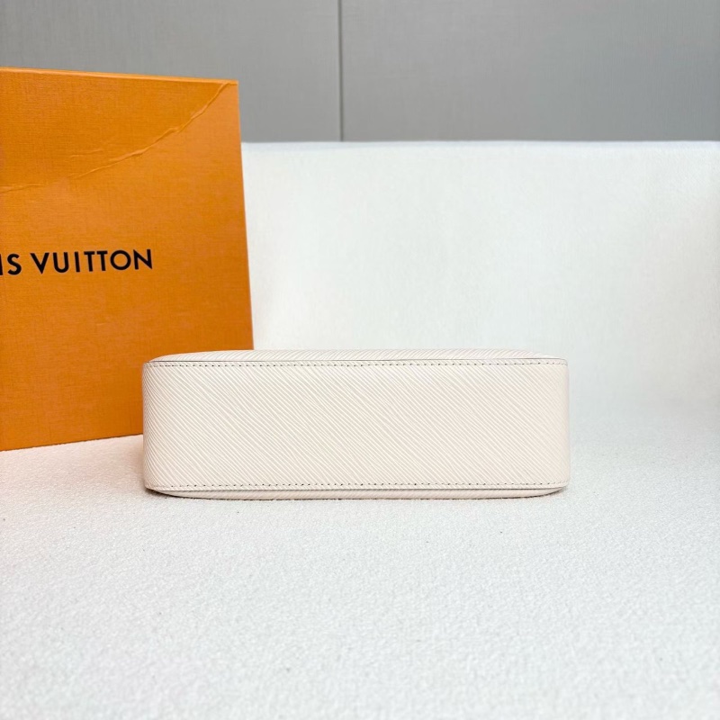 LV水波紋Marelle腋下包芯片款 奶昔白銀扣 25*17*7.5 99新配件盒子塵袋購證子袋-5