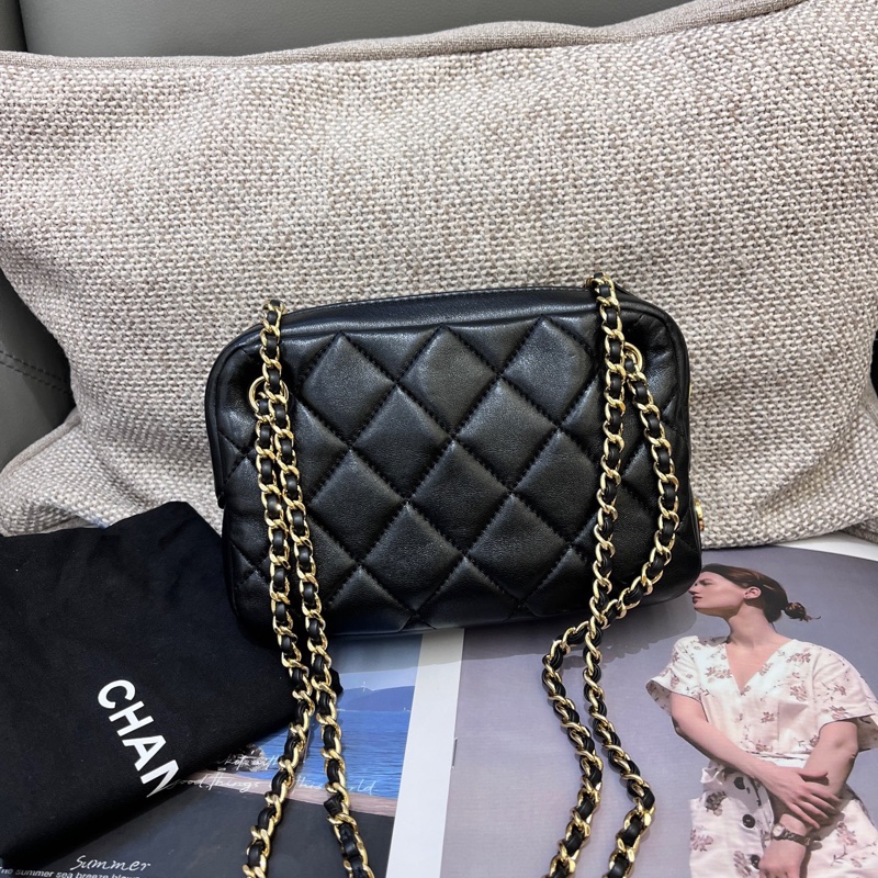 Chanel香奈兒黑金24K金幣相機包小號芯片款-1