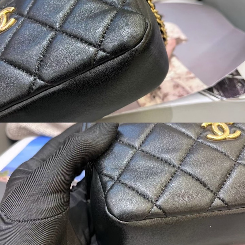 Chanel香奈兒黑金24K金幣相機包小號芯片款-8