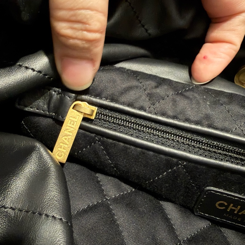 Chanel 香奈兒 22bag 中號 黑金配白字-7
