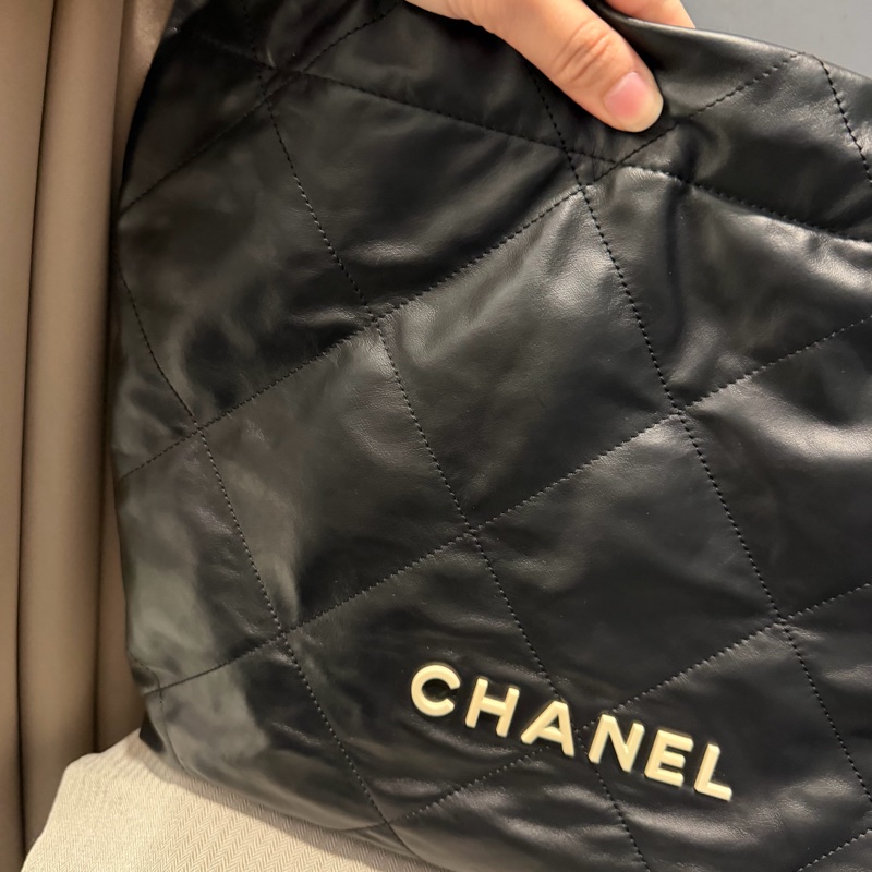 Chanel 香奈兒 22bag 中號 黑金配白字-18