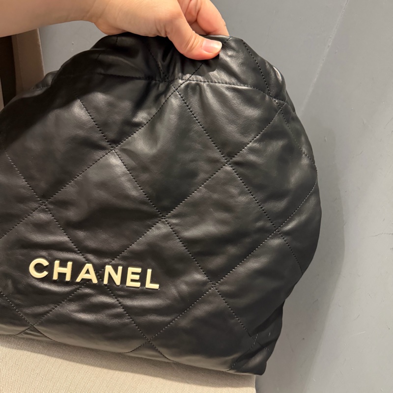 Chanel 香奈兒 22bag 中號 黑金配白字-19