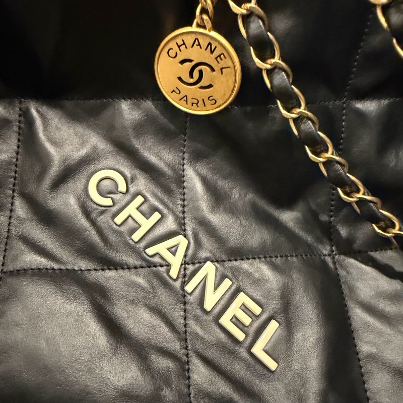 Chanel 香奈兒 22bag 中號 黑金配白字-29
