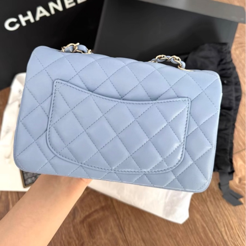 香奈兒Chanel mini classic flap baby藍小羊皮 內膜沒撕有身份卡-1