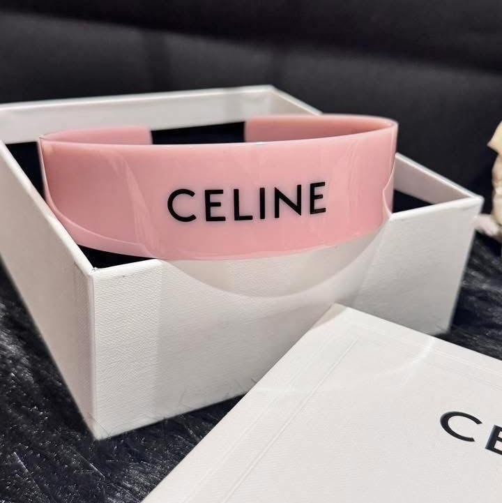 全新 CELINE 粉紅髮飾 髮圈-2