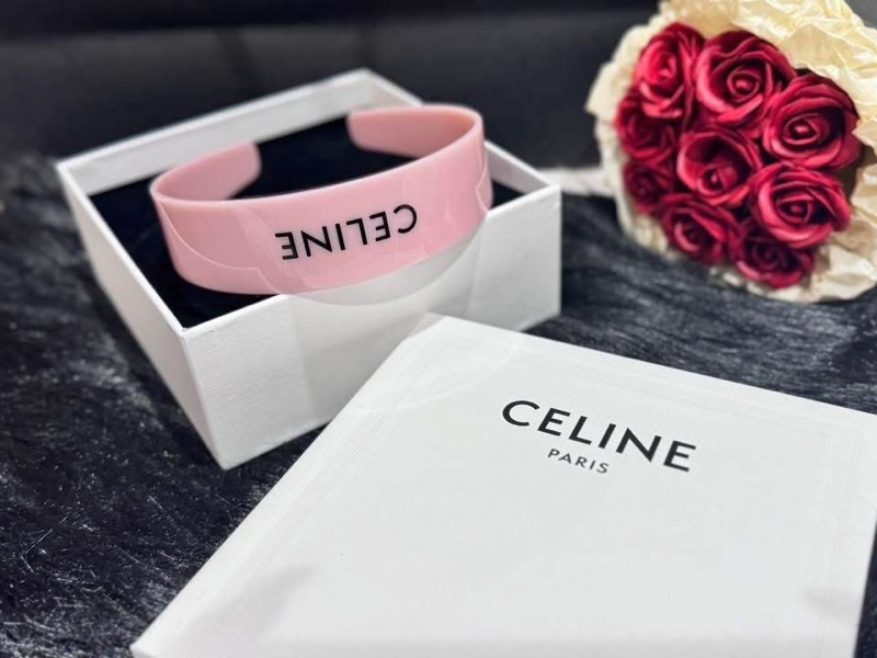 全新 CELINE 粉紅髮飾 髮圈-3