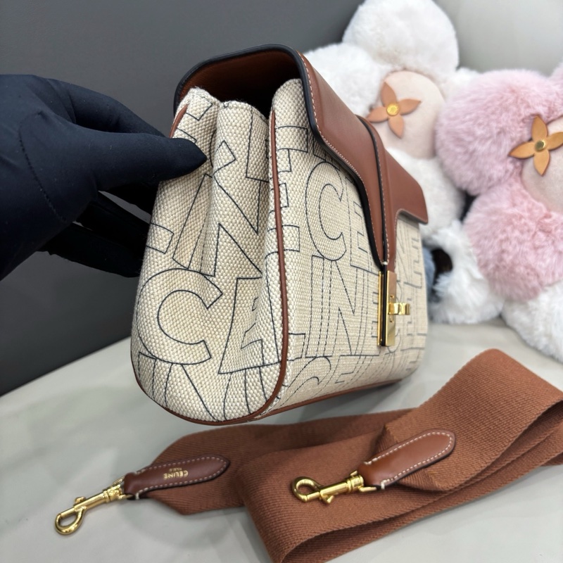 Celine 字母帆布拼皮teen soft16斜挎包-2