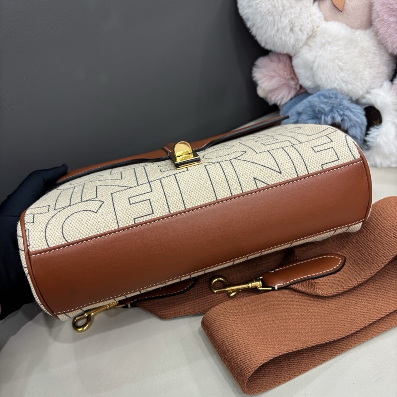 Celine 字母帆布拼皮teen soft16斜挎包-4