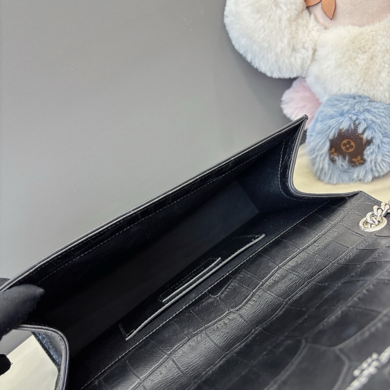 YSL 黑銀鰐魚壓紋流蘇kate中號-8