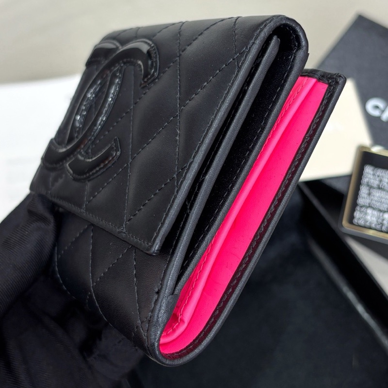 【近新閒置品】Chanel 黑色康鵬短款三折錢包短夾財布-2